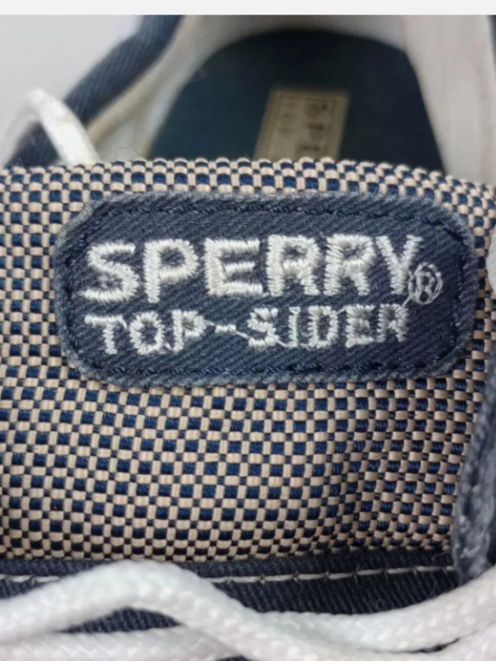 Sperry Top Sider Halyard Mens‎ 4M Blue Canvas 2 Eye White Tie Slip On Boat Shoes